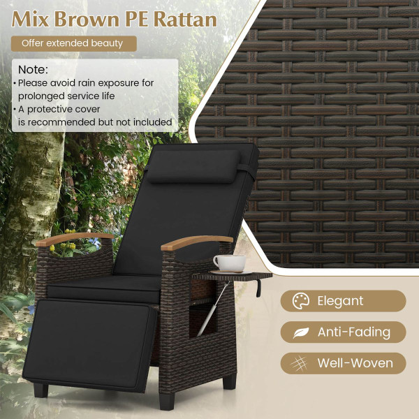 Adjustable Wicker Patio Recliner Chair product image