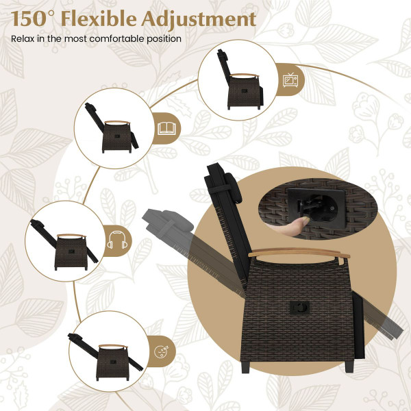 Adjustable Wicker Patio Recliner Chair product image