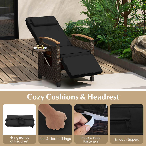 Adjustable Wicker Patio Recliner Chair product image