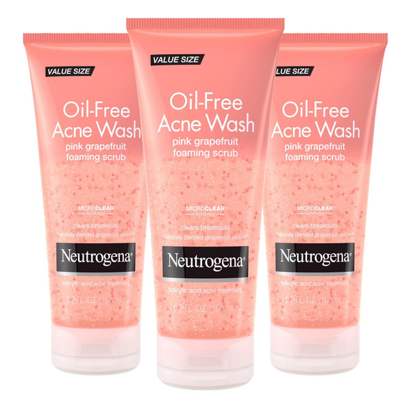 Neutrogena Oil Free Pink Grapefruit Acne Face Wash (3-Pack) product image