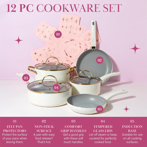 Paris Hilton Epic Nonstick Pots and Pans Set (12 Pieces) product image