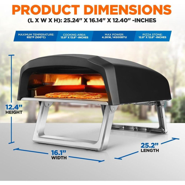 NutriChef Portable Outdoor Gas Pizza Oven product image