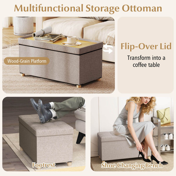 30” Storage Ottoman Bench with Tray (1- or 2-Pack) product image