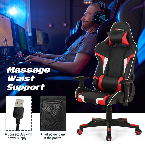 Gaming Chair with Ergonomic Cushion and Lumbar Support Massager product image