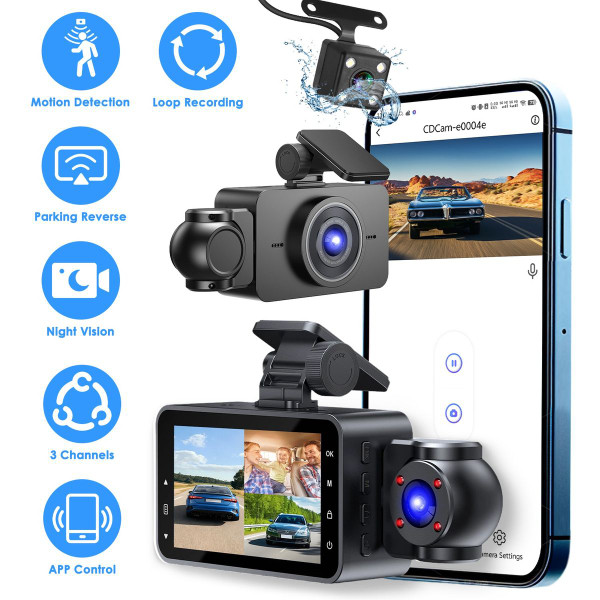 iMounTEK 1080P 3-Channel Dash Cam product image