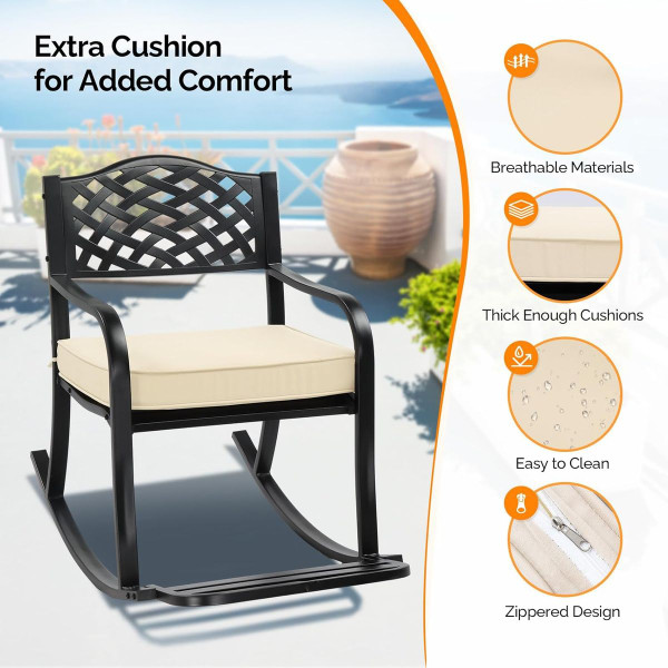 Cushioned Outdoor Metal Rocking Chair  product image