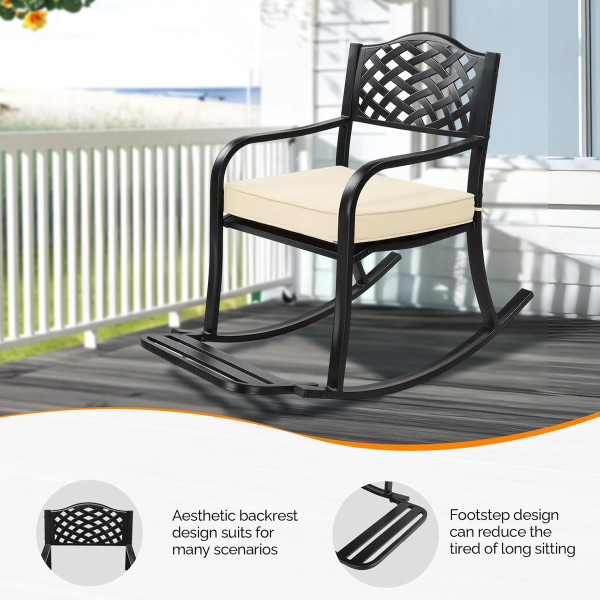 Cushioned Outdoor Metal Rocking Chair  product image