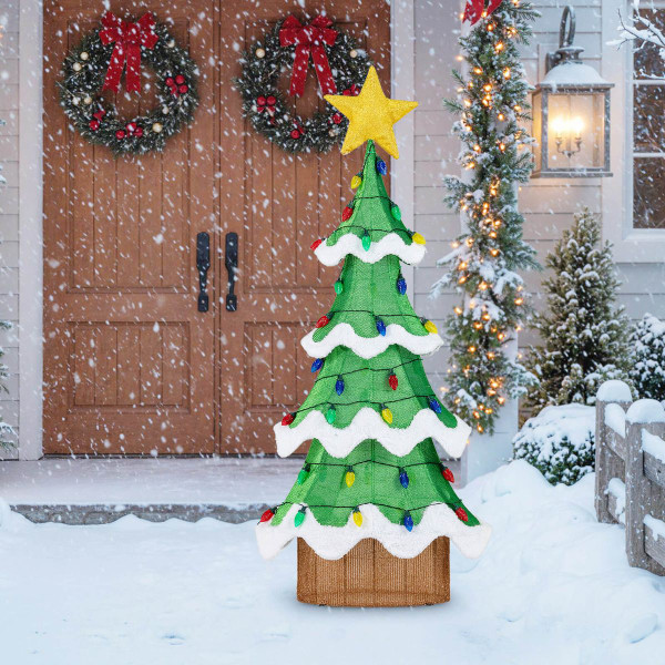 4.3-foot Lighted Christmas Tree with Colorful Bulbs product image