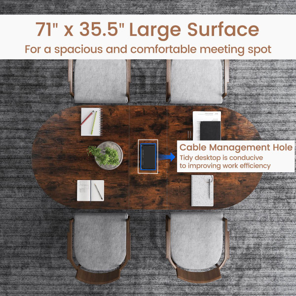 71" Oval Home Office Table with Cable Management product image