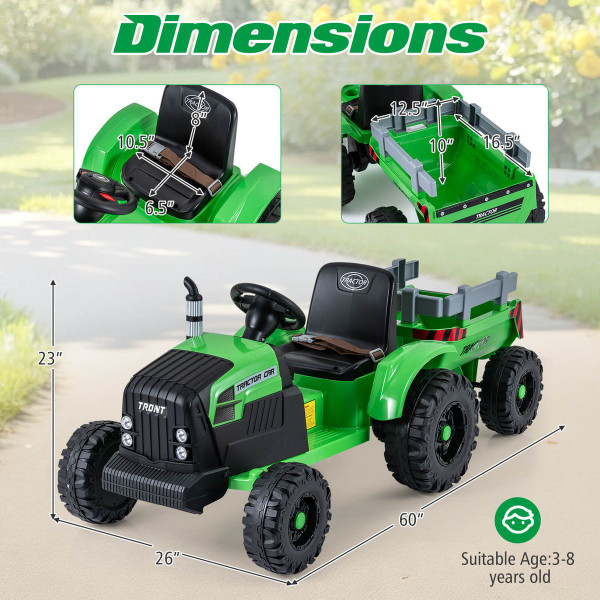 24V Kids' Ride-On Tractor with Detachable Trailer product image