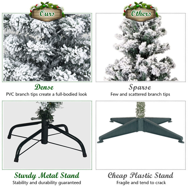 Pre-lit Snow Flocked Artificial Christmas Pencil Tree product image