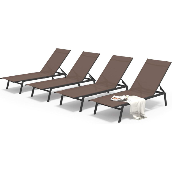 Adjustable Outdoor Chaise Lounge Chairs with Wheels product image