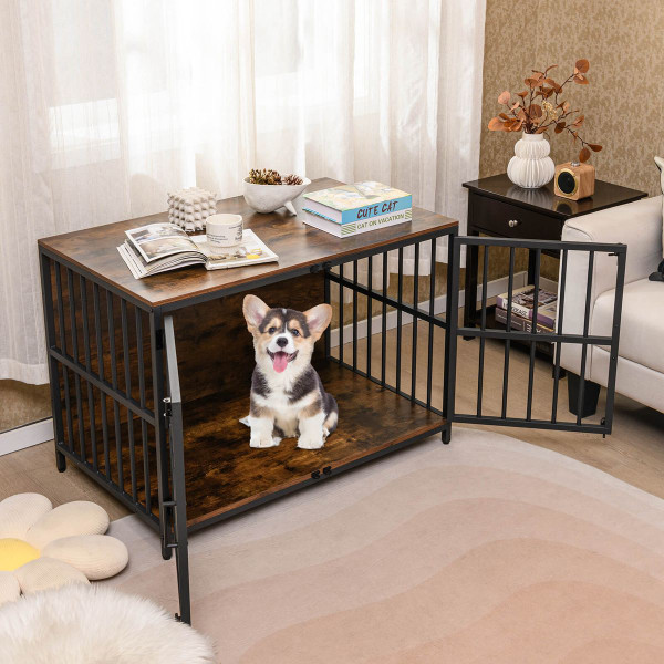 40” Heavy-Duty Dog Crate Furniture with 2 Lockable Doors product image