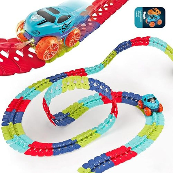 Flexible Changeable Race Track with LED Light-Up Race Cars product image