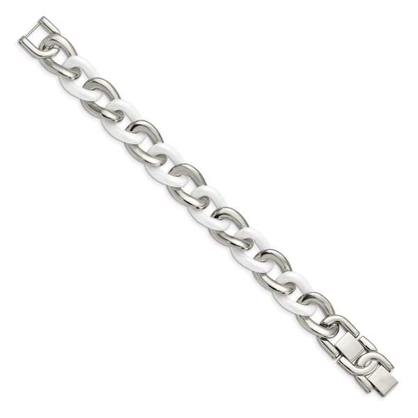 Stainless Steel and White Ceramic Bracelet product image