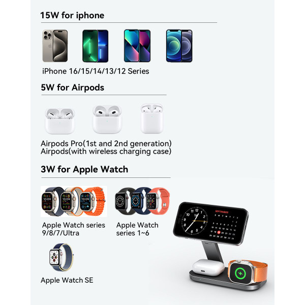 Foldable 3 in 1 Wireless Charging Station product image