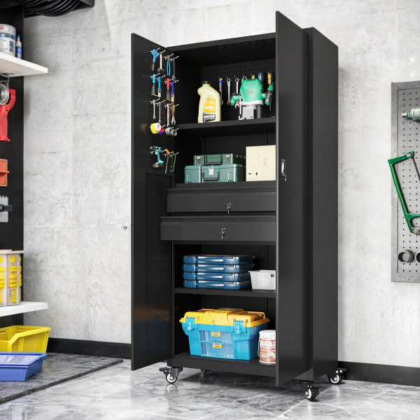71" Metal Garage Storage Cabinet with Wheels product image