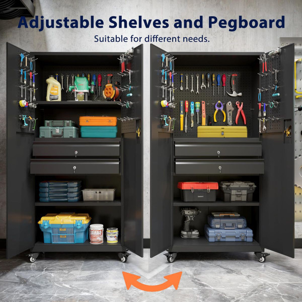 71" Metal Garage Storage Cabinet with Wheels product image