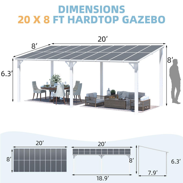 Outdoor Lean-to Hard Top Pergola product image