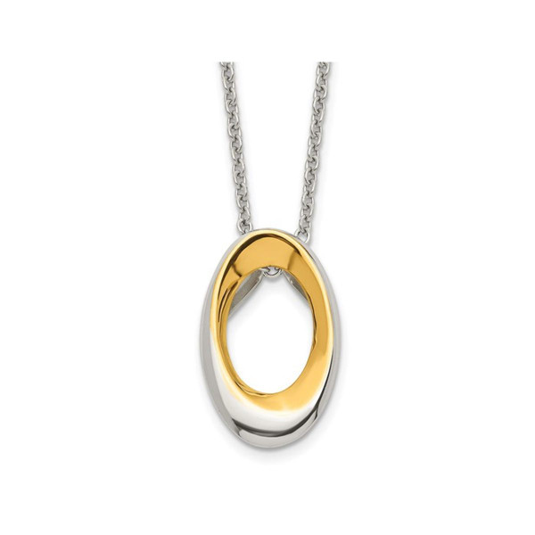 Stainless Steel Polished Oval Necklace Pendant with Chain product image