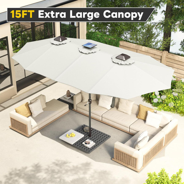 15FT Patio Umbrella with Solar Lights product image