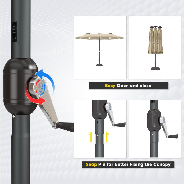 15FT Patio Umbrella with Solar Lights product image