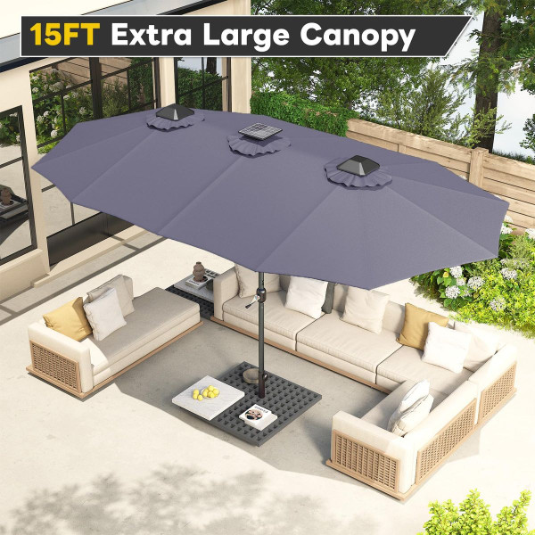 15FT Patio Umbrella with Solar Lights product image