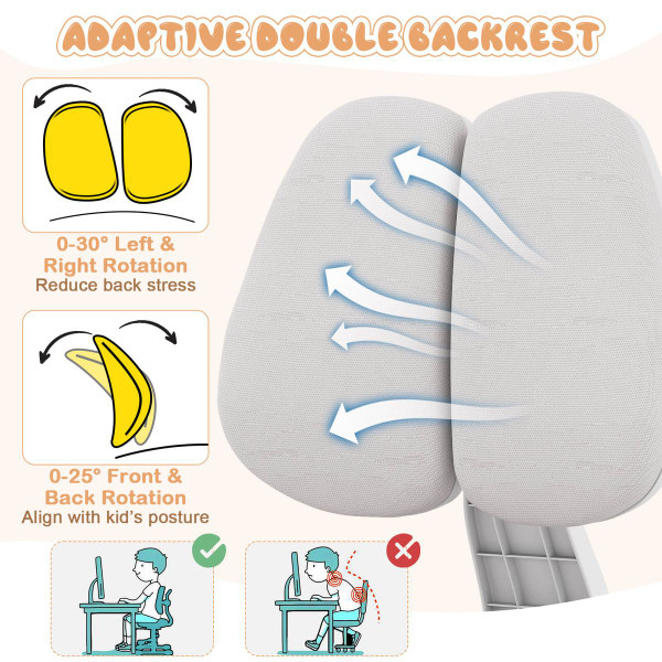 Kids' Study Chair with Adjustable Double Backrest product image