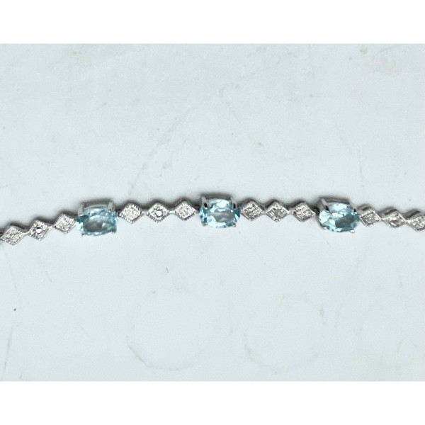 Blue Topaz and Diamond Accent Bracelet in Sterling Silver product image