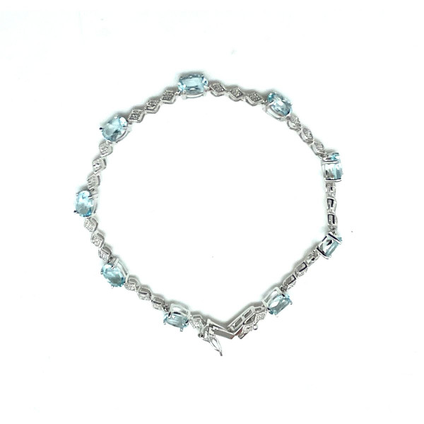 Blue Topaz and Diamond Accent Bracelet in Sterling Silver product image