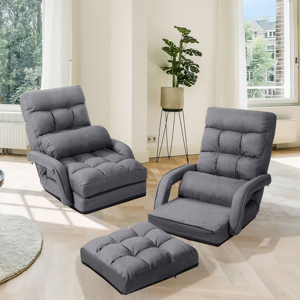 Folding Floor Armchair with Adjustable Back and Lumbar Pillow product image
