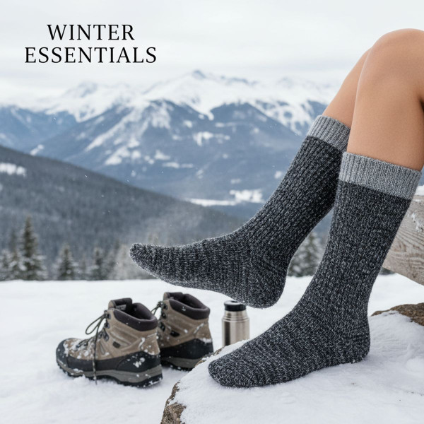 Winter Essentials Merino Wool Thermal Crew Socks (6-Pack) product image