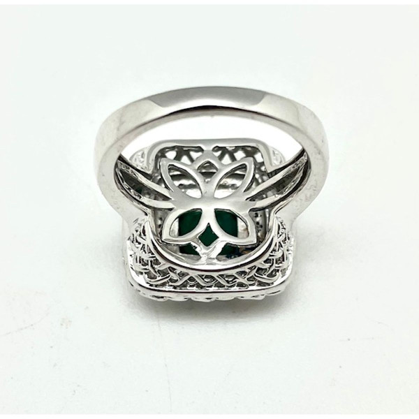 Stunning Emerald & Diamond Ring in Sterling Silver product image
