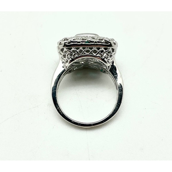 Stunning Emerald & Diamond Ring in Sterling Silver product image