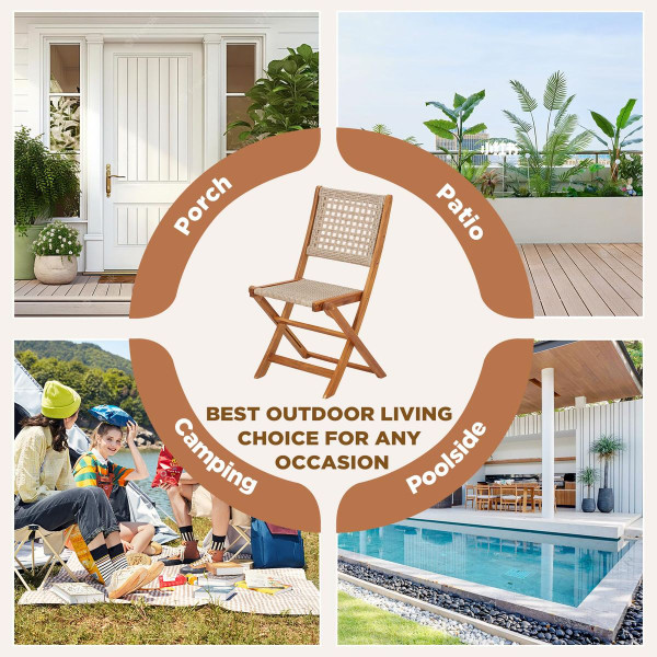 Outdoor Wooden Patio Folding Chairs (Set of 2) product image