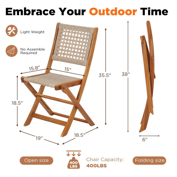 Outdoor Wooden Patio Folding Chairs (Set of 2) product image