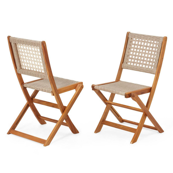 Outdoor Wooden Patio Folding Chairs (Set of 2) product image