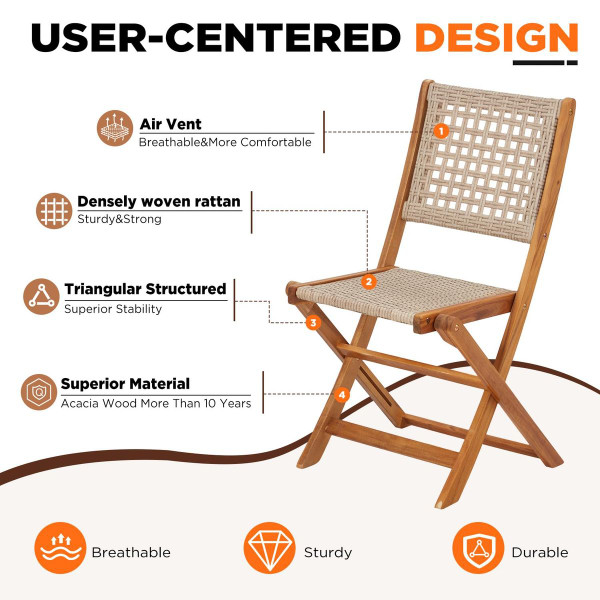 Outdoor Wooden Patio Folding Chairs (Set of 2) product image