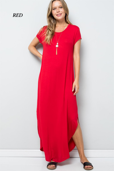 Women's Short Sleeve Side Slit Maxi Dress product image