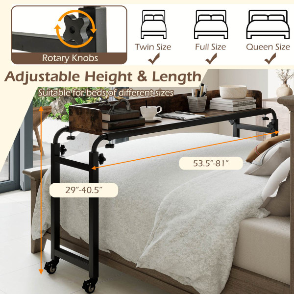Overbed Desk with Wheels and Adjustable Height product image