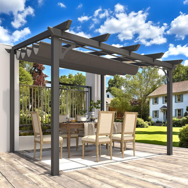 Retractable Pergola with Adjustable Sun Shade Canopy product image