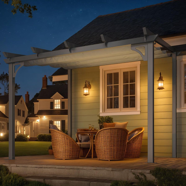 Retractable Pergola with Adjustable Sun Shade Canopy product image