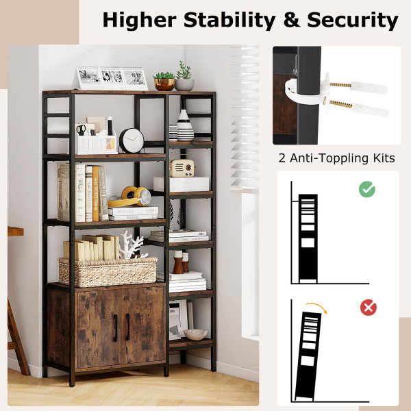 55.5" Tall Bookcase with 2-Door Cabinet Metal Frame  product image