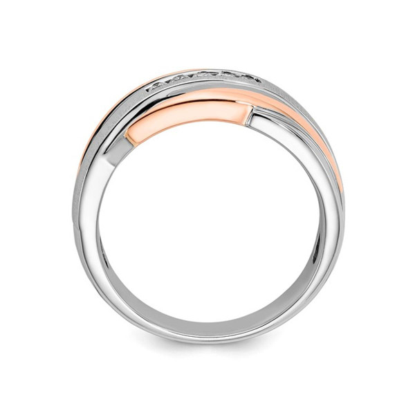 Mens 10K White and Rose Brushed Gold Diamond Band Ring (Size 10) product image