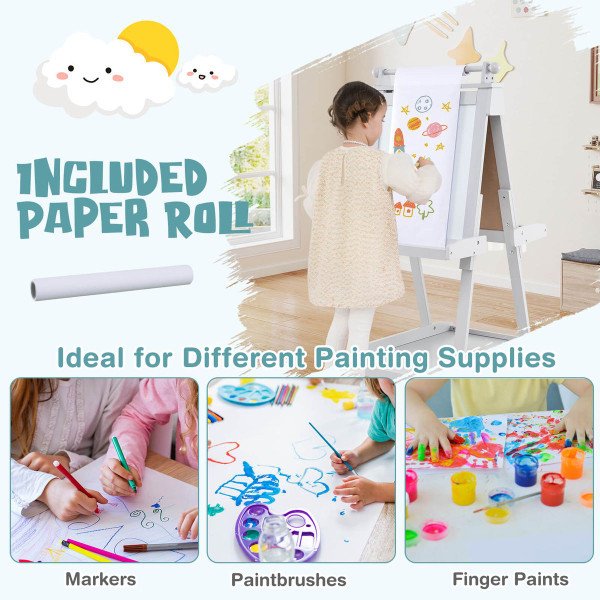 Kids' 3-in-1 Foldable Double-Sided Art Easel with Chalkboard product image