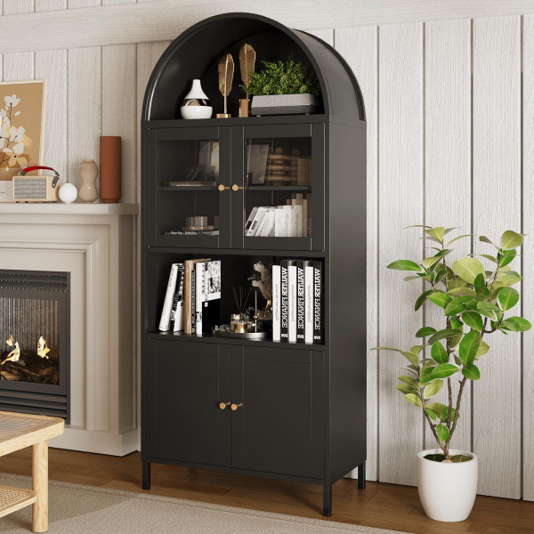 73'' Arched Metal Storage Cabinet with Doors, Drawer and Adjustable Shelves product image