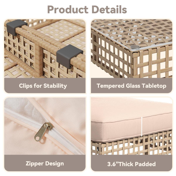 7-Piece Patio Outdoor Furniture Set with Tea Table product image