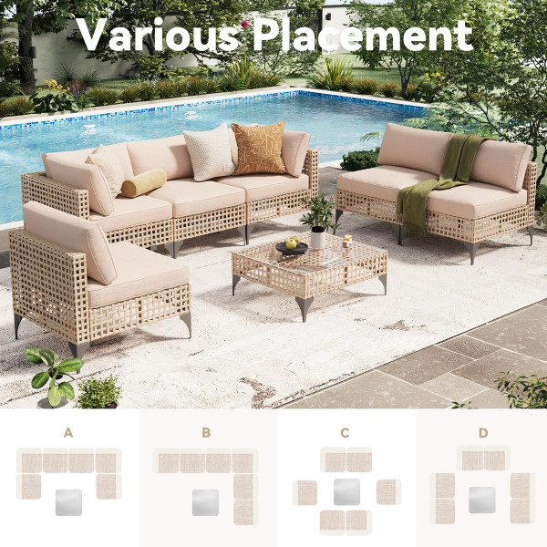 7-Piece Patio Outdoor Furniture Set with Tea Table product image
