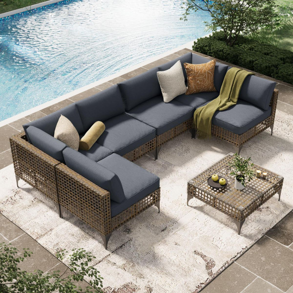 7-Piece Patio Outdoor Furniture Set with Tea Table product image