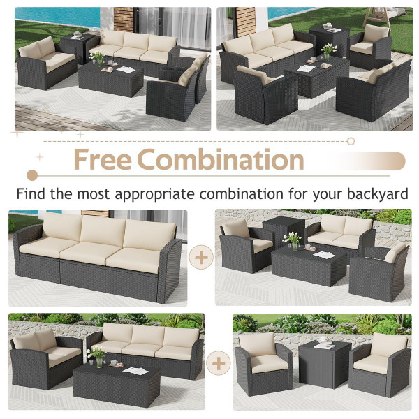 7-Piece Outdoor Patio Furniture Sets with Two Storage Boxes product image